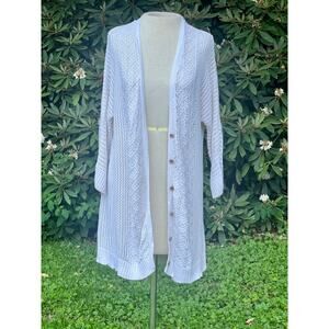 Torrid 0 L Long Women's Crochet Cream Cardigan Sweater 12